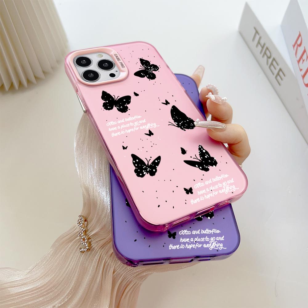 Fashion Colorful Sliver Double Sided Phone Shell Soft Edge Hard Case Full Cover Shockproof Phone Casing for iPhone Samsung Xiaomi Redmi Poco
