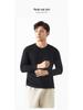 Men's Heavyweight White Cotton Long Sleeve T-Shirt - Casual Loose Fit, Round Neck for Spring & Autumn