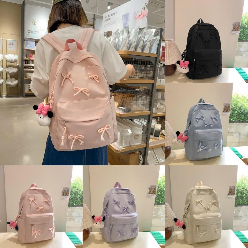 Large Capacity Girls Backpack With Butterfly Bow For School And Daily Use