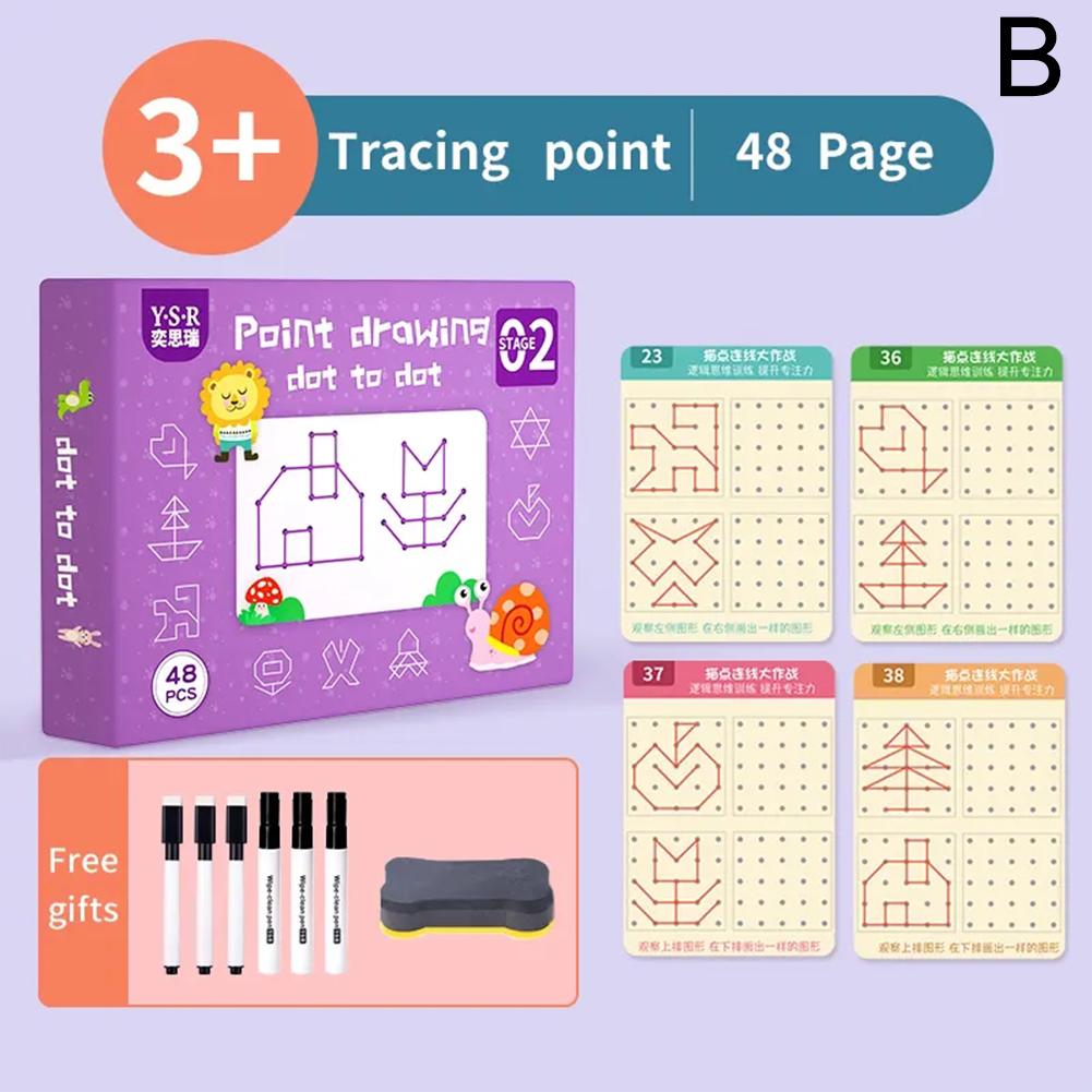 

128 страниц детская игрушка для рисования ручка управление обучение математике образовательная игра с сопоставлением фигур N0F2 multicolor-48 pages