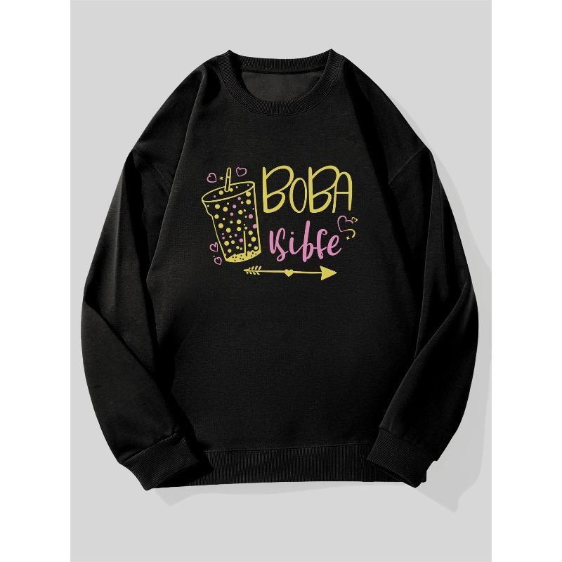 Men's Casual Round-Neck Sweatshirt with Letter Pattern, Casual Round Neck Pullover, Machine Washable Holiday Party Attire