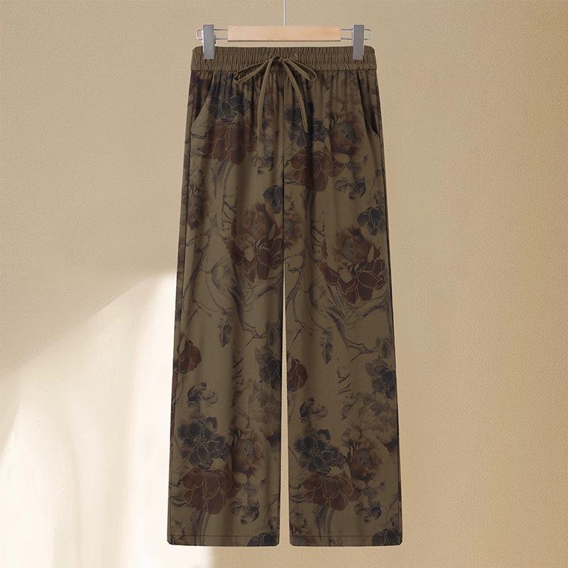 

Mother s Day Elastic Waist Printed Casual Pants for Middle-Aged and Elderly Women 5XL (approx. 72.5-80 kg) коричневий