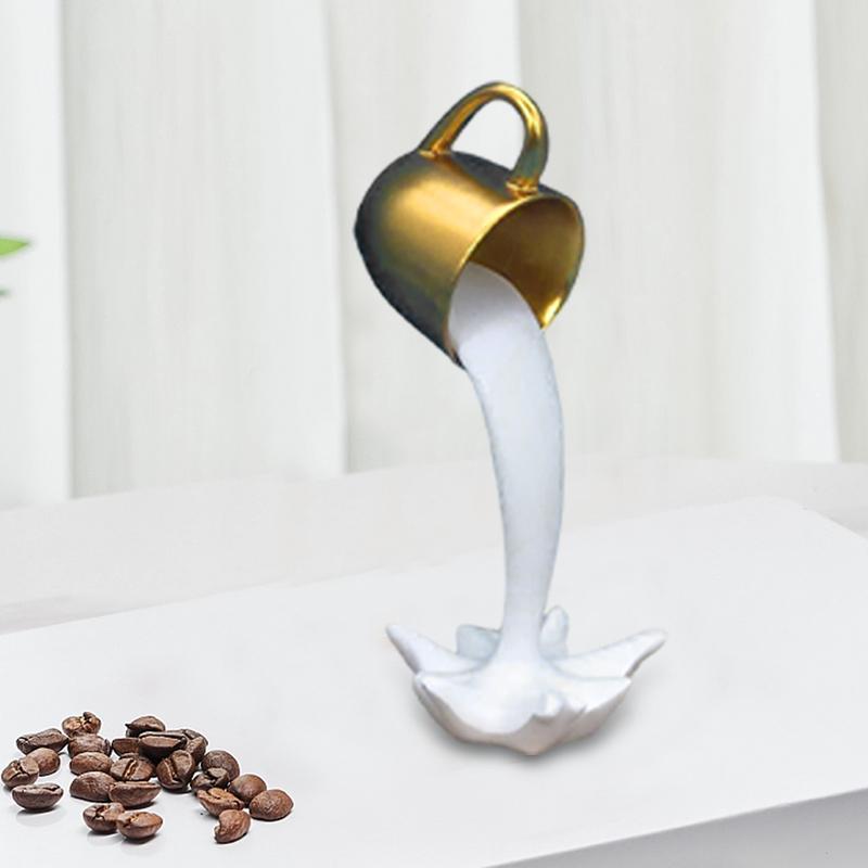 Spilling Coffee Cup Sculpture Coffee Cup Ornament 3D Effect Unique Creative Pouring Liquid Coffee Mug For Kitchen Bedroom