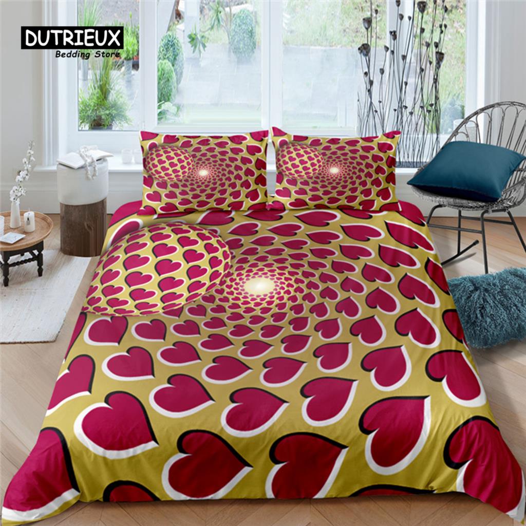Home Living Luxury 3D Heart Bedding Set Comfortable Duvet Cover Set Kids Bedding Set Queen and King EU/US/AU/UK Size