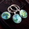 Green Lucky Clover Crystal Glass Keychain with Four-Leaf Clover Charm