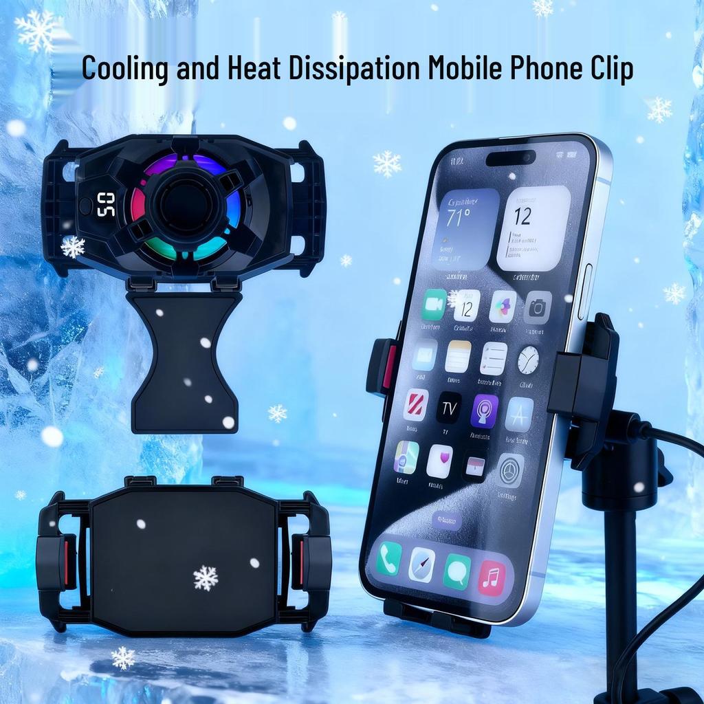 Portable Mobile Phone Cooling Stand with Silent Fan for Live Streaming and Gaming