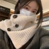 Women's Versatile Autumn and Winter Scarf Korean Style Solid Color Cold Proof and Warm Neck Protection Knitted Shawl for Women.