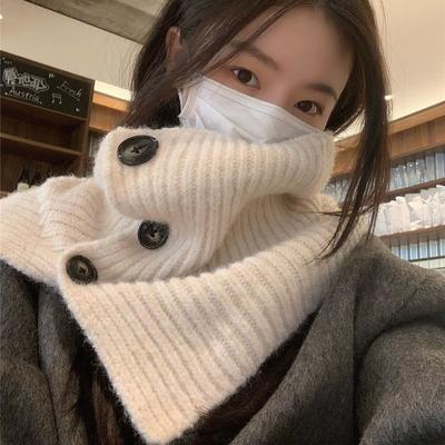Women's Versatile Scarf Solid Color Cold Proof and Warm Neck Protection Knitted Shawl for Women.