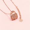 Exquisite Pure Russian 585 Purple Gold Luxury Flash Diamond Opal Lock Sleeve Chain Plated Rose Gold Lifetime Lock Love Necklace