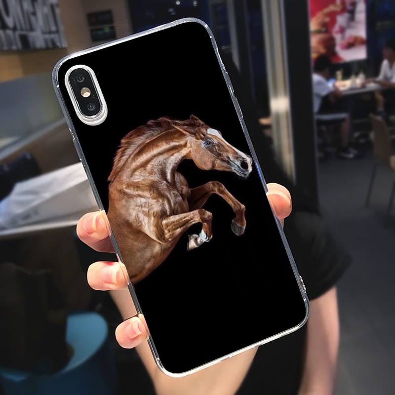 Run Horse Animal Phone Case Transparent Soft For Iphone 5 5s 5c Se 6 6s 7 8 11 12 Plus Mini X Xs Xr Pro Max