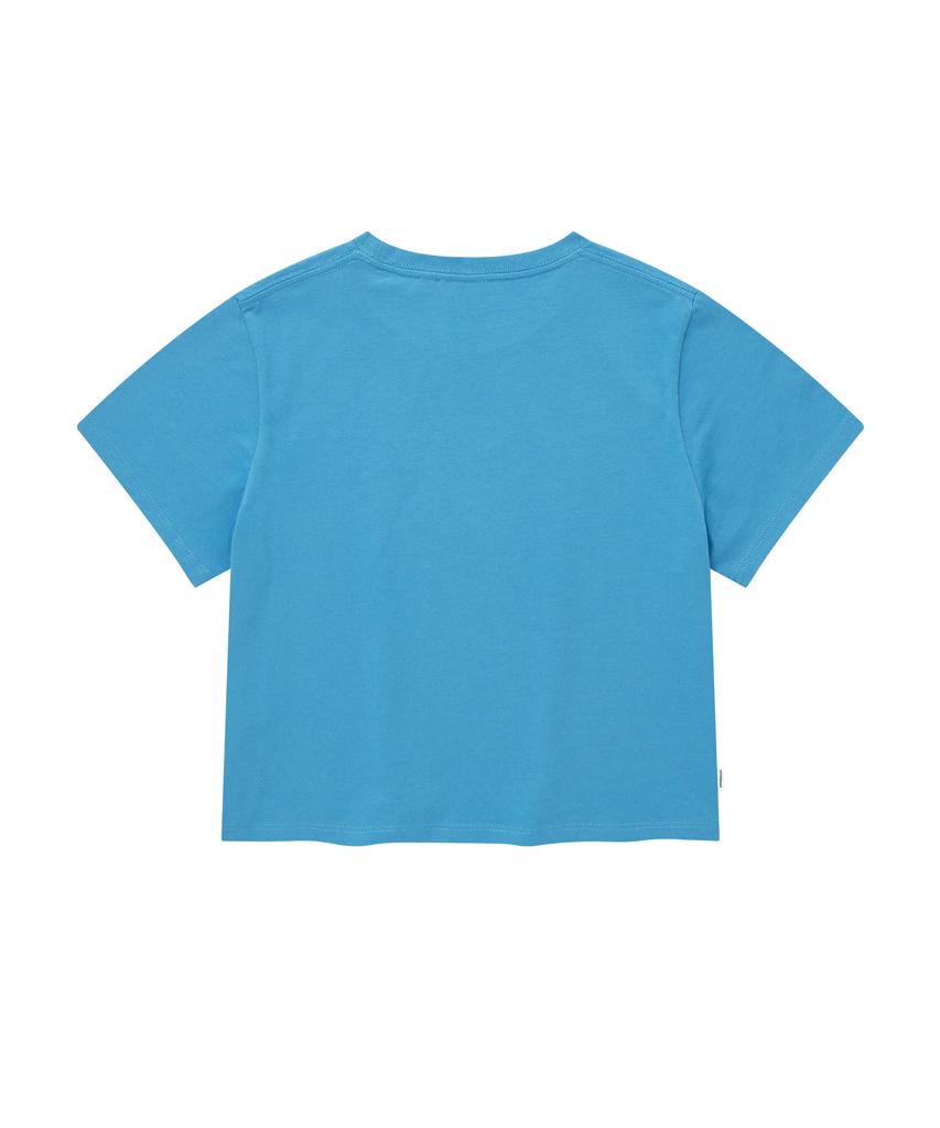 COVERNAT WOMAN Crop Fit Cassette Graphic T-Shirt Blue