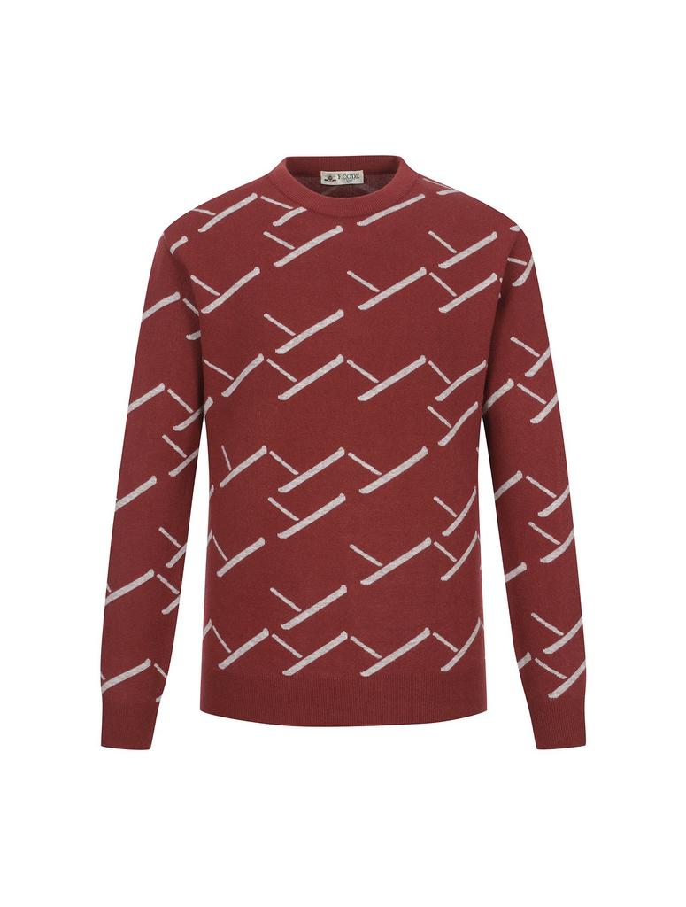 FERRAROMILANO Jacquard Pattern Round Sweater Brick (Am0Drd35269)