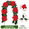 Poinsettia Garland Set 2 Pieces 5.74 Ft Each Lightweight Flexible Design for Christmas Fireplace and Wall Decor