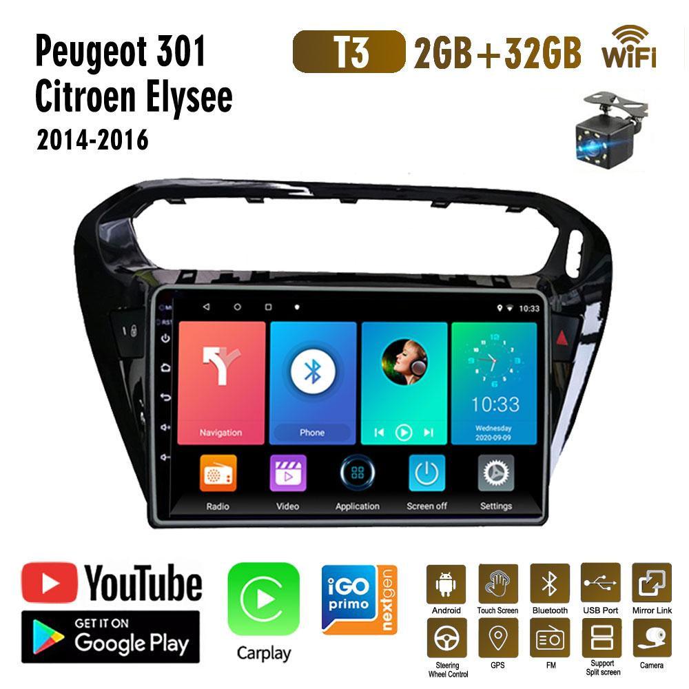 

Android для Peugeot 301 для Citroen Elysee 2013-2016 2din автомобильное радио стерео мультимедийный плеер навигация Carplay WIFI 2 + 32 ГБ 2+32GB чёрный