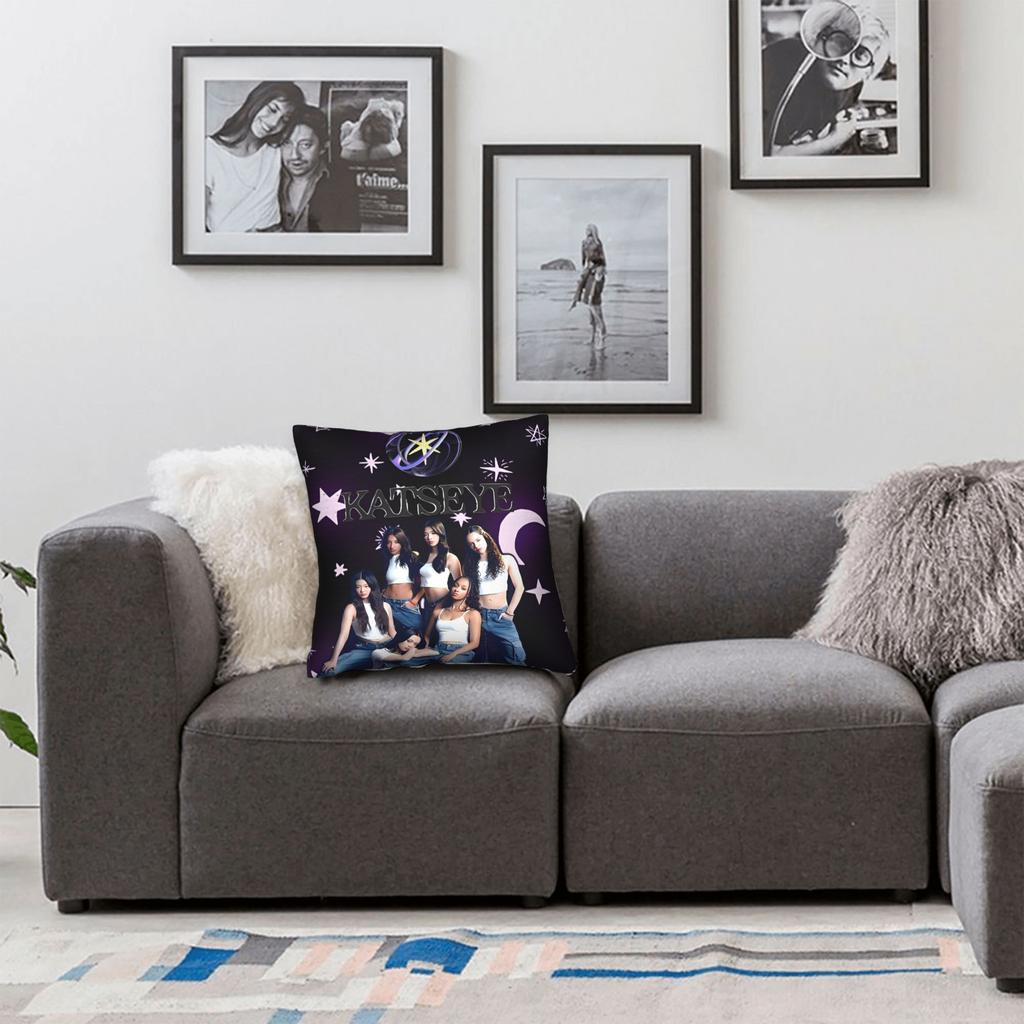 Katseye Kpop Style Quadratische Kissenhülle Polyester Dekorative Kissenhülle 45*45cm
