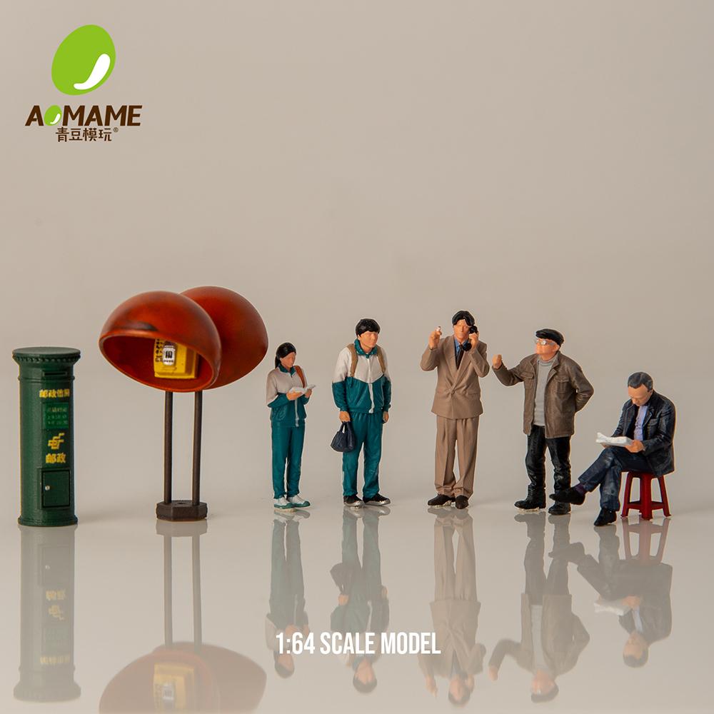 Kicarmod 1/64 3D-gedrucktes Harz-Diorama – Modell eines alten Straßenzeitungsstands, Dekoration für eine Vintage-Szene (Figuren nicht enthalten) brown