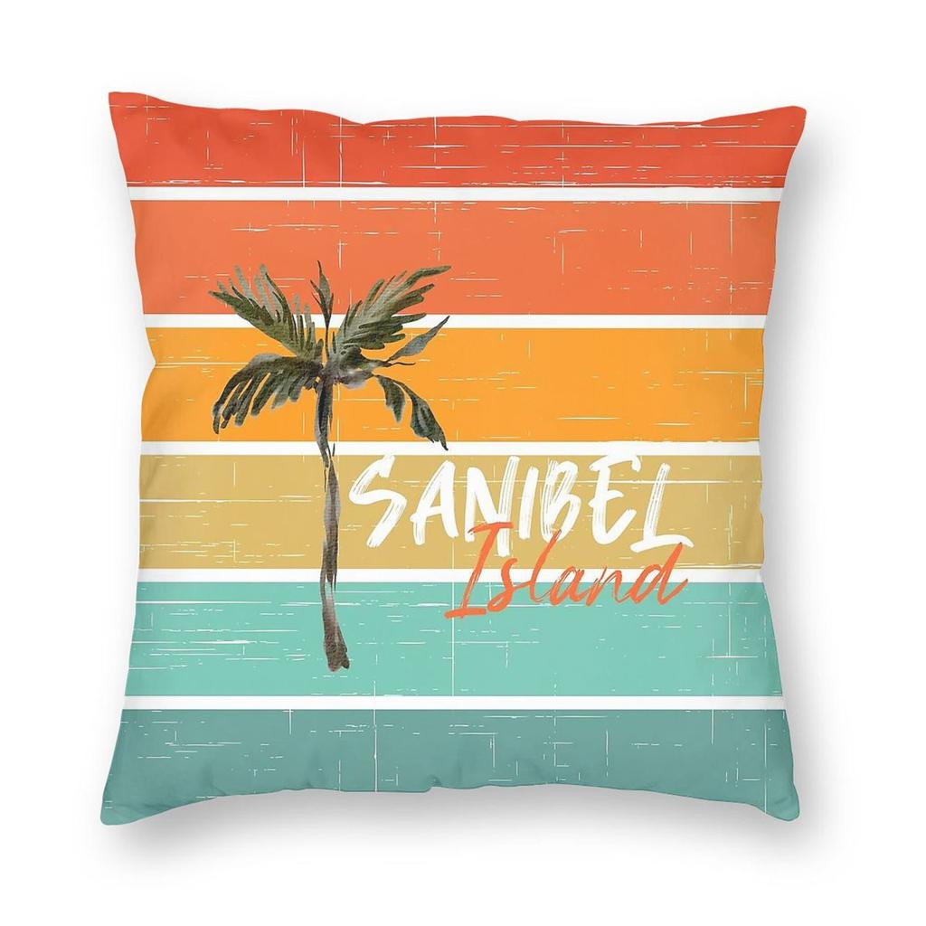 Sanibel Island Florida Sunset Square Pillowcase Polyester Linen Velvet Creative Zip Decor Sofa Cushion Cover