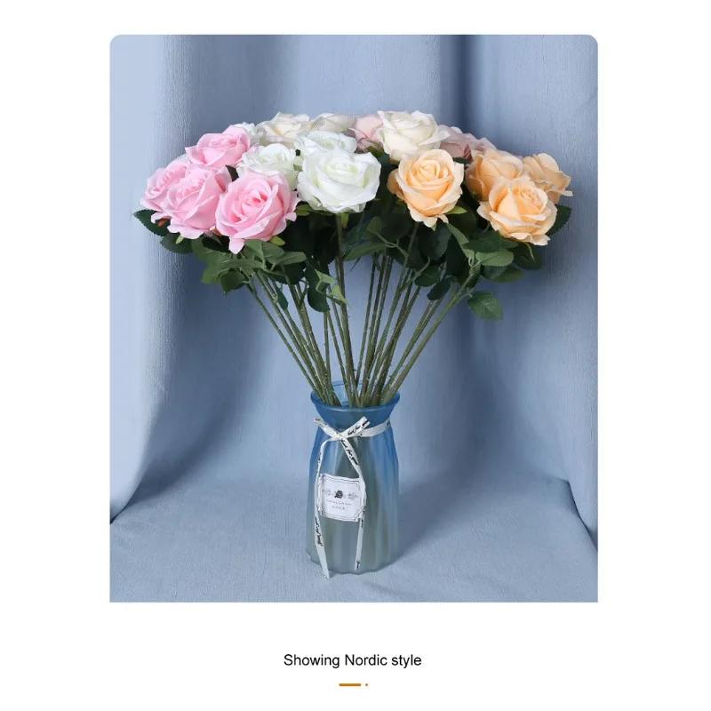 30PCS Simulation Silk Roses Artificial Flowers Wedding Home Valentine's Day Decoration Advanced Fake Bouquet Wall