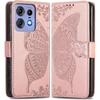 Flip Case for Motorola Edge 50 Pro, Butterfly, Rose Gold