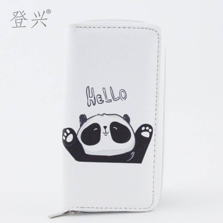 

Милый кошелек-лонг из ПУ с черно-белой полоской панды, сумка для студенческого билета для печати