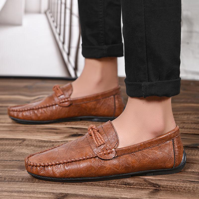 Fashion Men Loafers Shoes Man 2025 Fashion Comfy Slip-on Drive Moccasins Footwear Male Brand Leather Boat Shoes Men Casual Shoes
