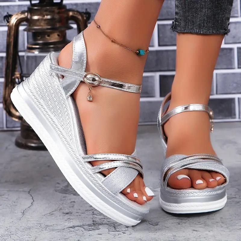 Women's Wedge Heel Sandals Thick-soled Fish Mouth Sandalias Summer Peep Toe High Heels Sandals for Women Roman Sandalias