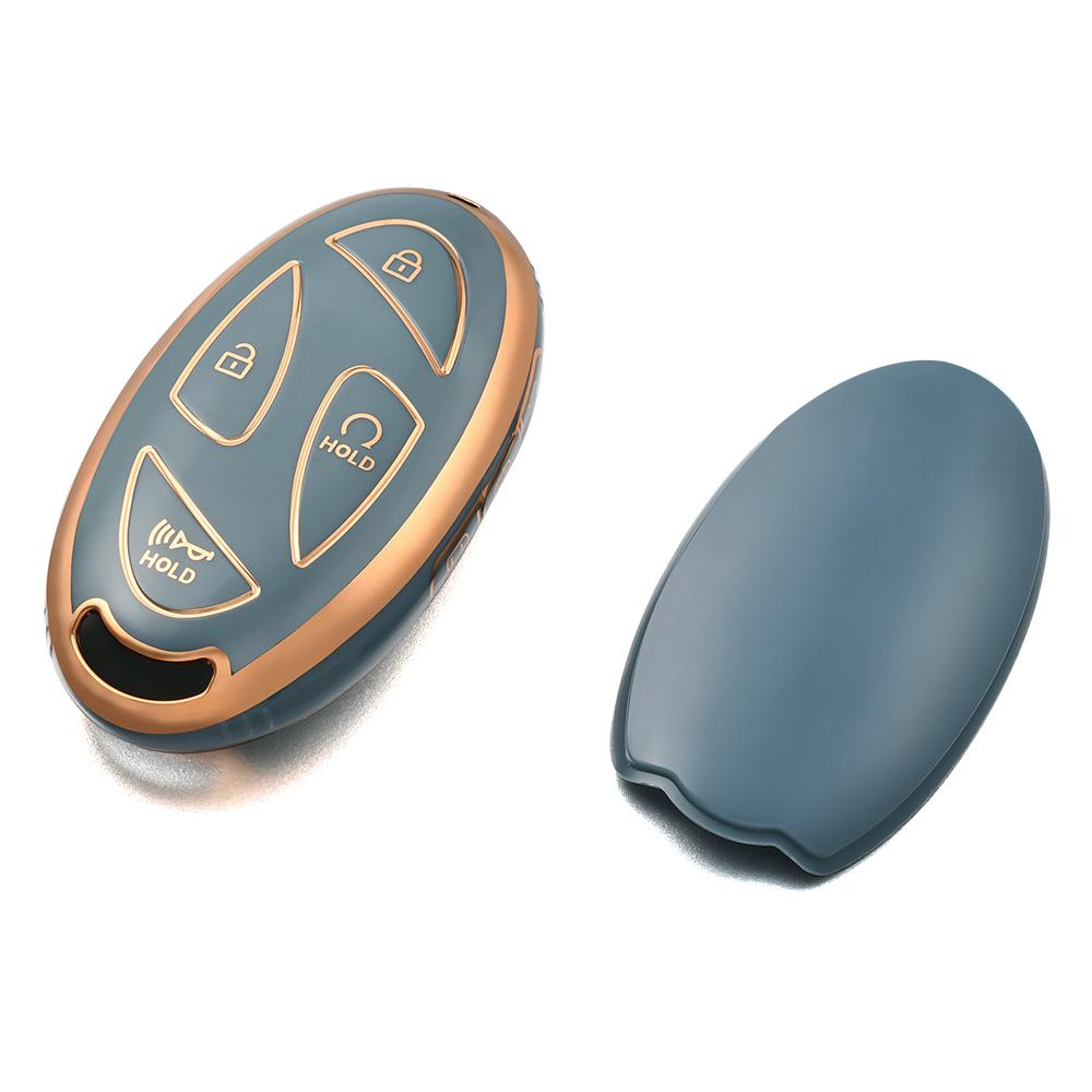 SKCW6 7 Buttons New TPU Car Remote Key Case Cover Shell for Hyundai Ioniq 6 Grandeur GN7 Kona 2023 Auto Key Protective Case Gold Edge