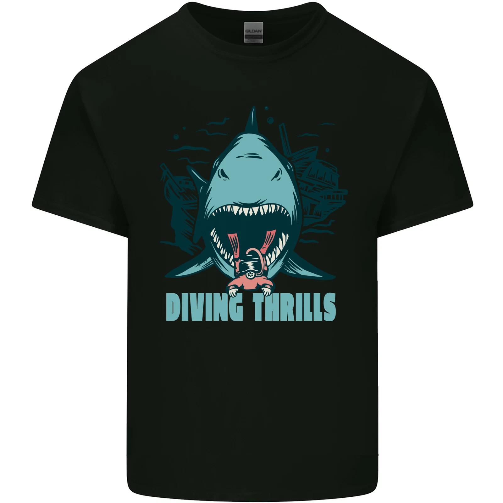 Diving Thrills Funny Scuba Diving Shark Diver Kids T-Shirt Childrens 3XL