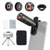 Set de lentile pentru telefon 4-în-1 Set de lentile pentru cameră pentru telefon extern cu obiectiv teleobiectiv 22X și obiectiv Fisheye de 205 grade și