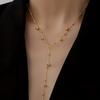 Stylish Versatile 18K Gold-Plated Long Tassel Bead Chain Necklace – Stainless Steel, Perfect for Everyday Wear by Women