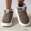 Order A Size Up Winter Warm Snow Boots Striped , Thick  Lined Comfort Cotton Booties,  Anti-Slip High Top Slippers for Daily & Vacation Use