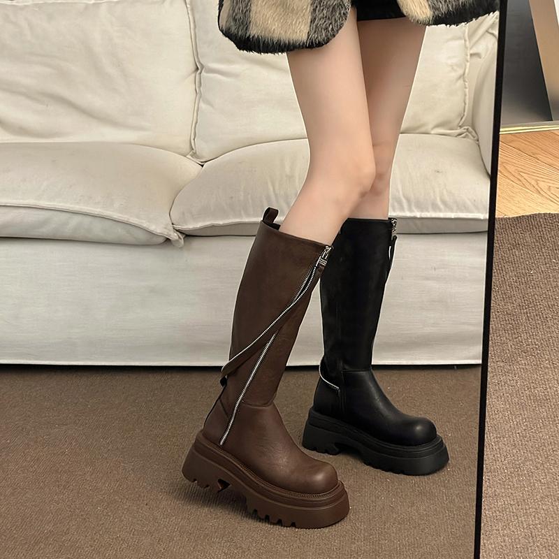 Fashion Retro British Platform Boots Women's Thigh Boots 2025 New Autumn