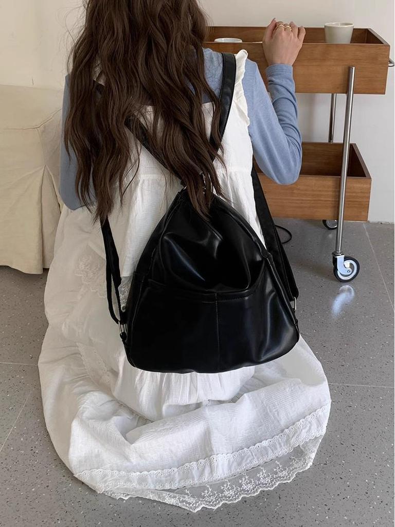 Spring 2025 Women's Large Capacity Leather Tote: Versatile Handbag, Backpack & Crossbody