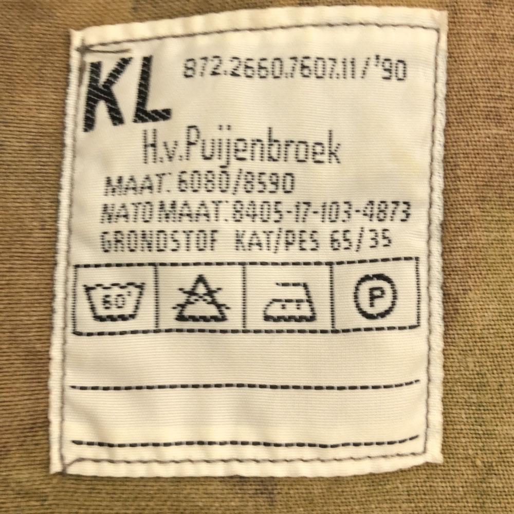 90s KL Dutch Army Camouflage Long Sleeve Military Jacket Khaki Old Men's Used