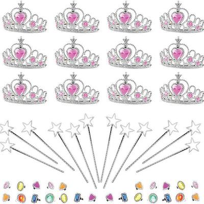 48pc Children's Plastic Crown Headband Magic Wand Set