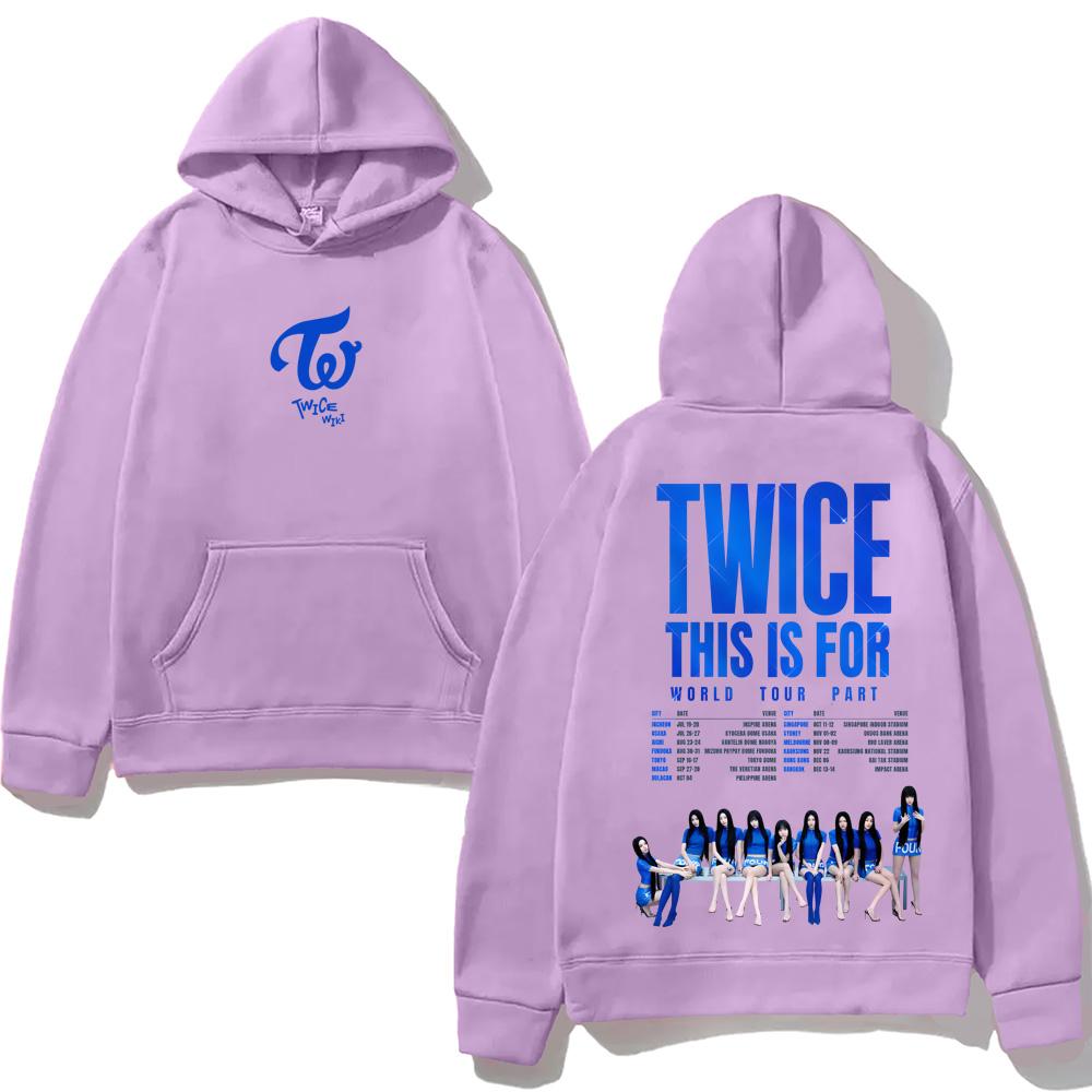 TWICE TOUR2025 Punk Hooded With Pocket Fleece Comfortable Sweatshirt Sleeve Gothic Clothes Moletom Vintage Pullovers Grunge