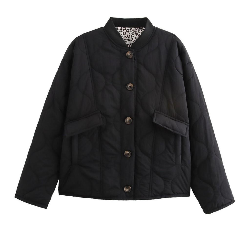 2025 European & American Women's Leopard Print Cotton-Padded Retro Jacket