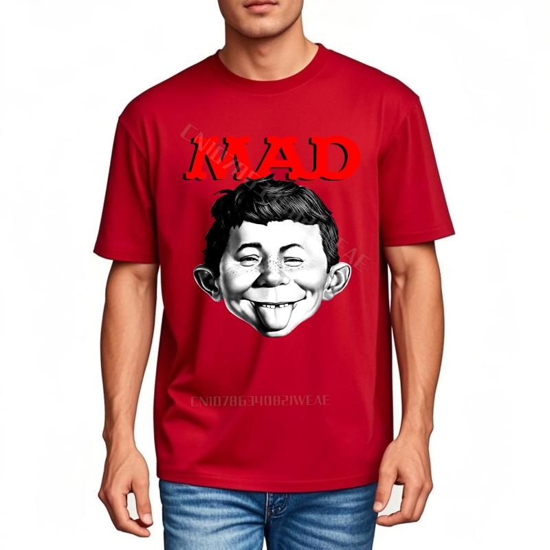 Teeshirt Breathable New Teeshirts Mad Magazine Character On Black Cotton Plus Size Tshirt Trendy Relaxed Fit Tshirt Casual