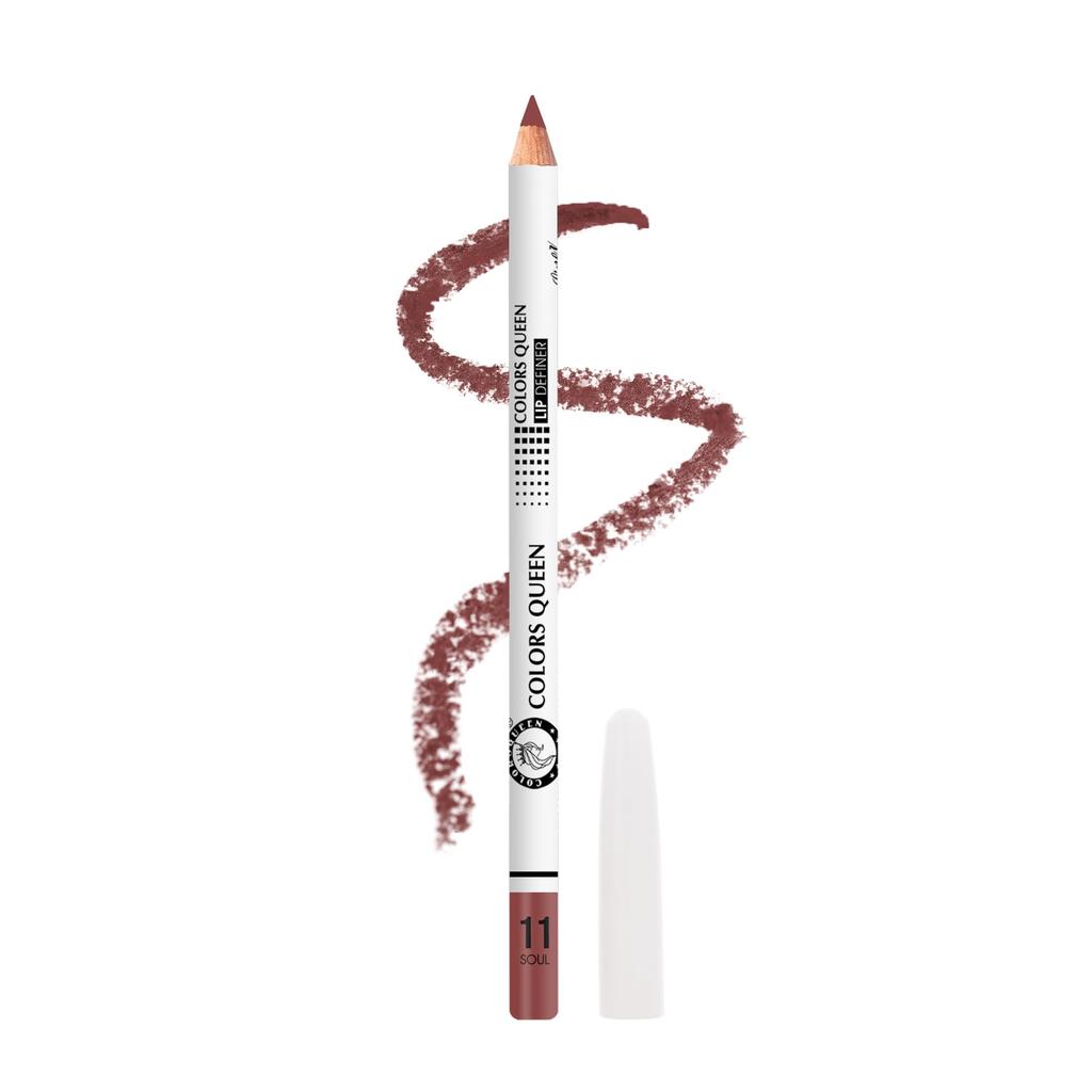 Colors Queen Lip Definer Pencil | Highly Pigmented, One Swipe Smooth Application Matte Lip Liner | Long Lasting Lip Pencil (11 - Soul)