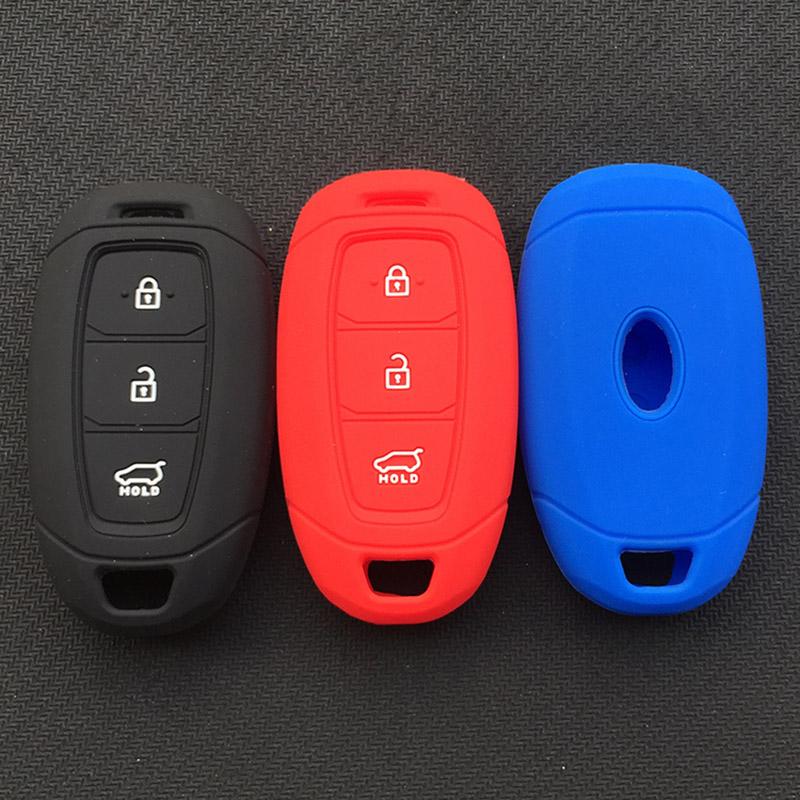Silicone rubber car key case cover for hyundai kona 2017 i30 ix35 solaris Azera ELANTRA GRANDEUR IG 3button key case cover shell
