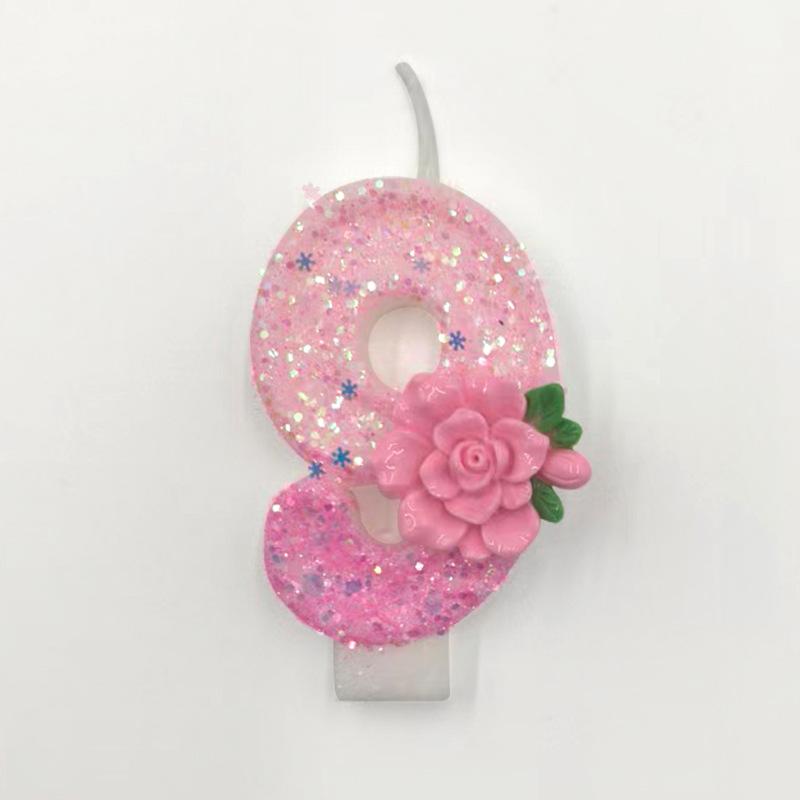 Pink Rose Digital Candle Wax Holder Design Clean Hygienic Fashion Novel Shape Birthday Party Decoration Supplies