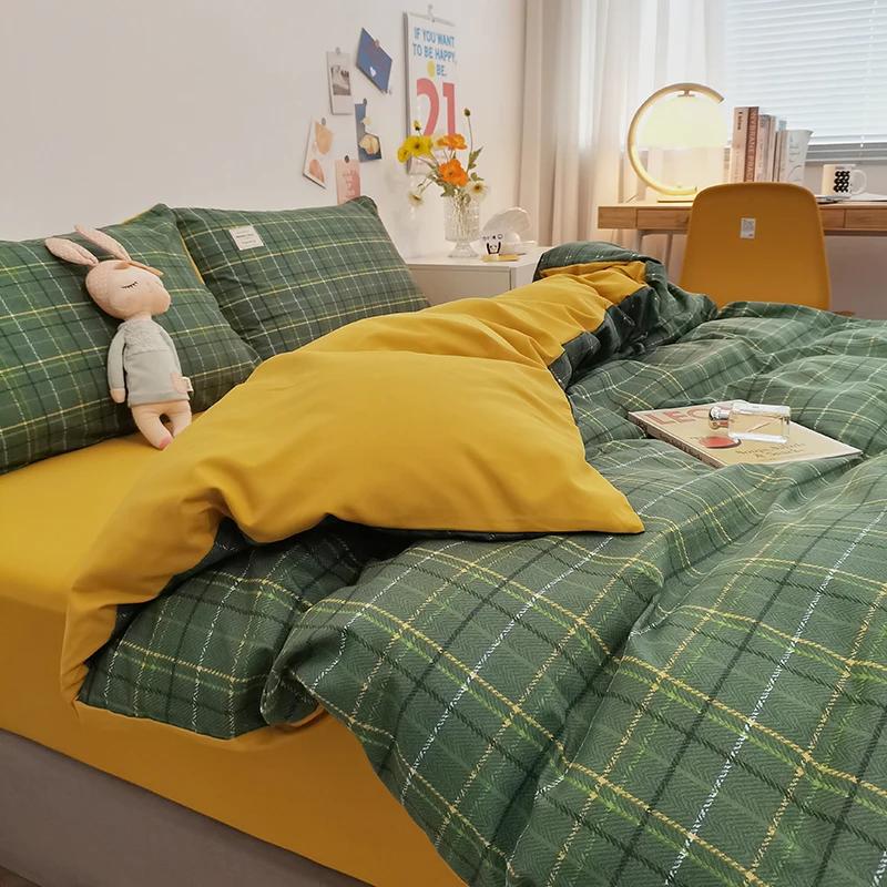 Japan Plaid Queen Duvet Cover Set 220x240 High-quality Soft Skin-friendly Bedding Set King Size Quilt Cover Pillowcases