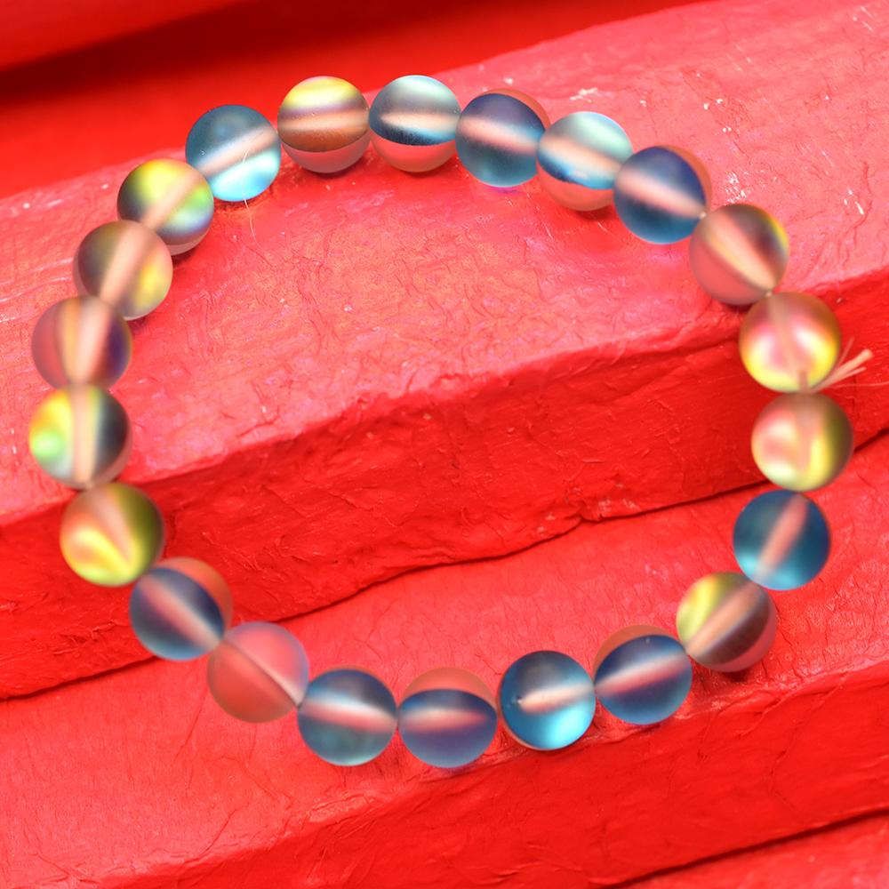 Certified 86.7 Ct Natural Aura Quartz Bracelet 22 Round Beads Party Wear Jewelry My-431-sa