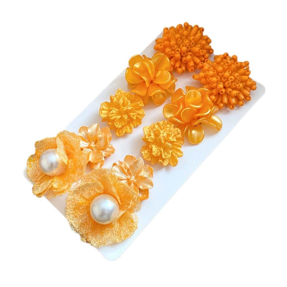 5 Pairs Floral Flower Ear Studs Set Acrylic Korean Style Earrings  Girl Gift