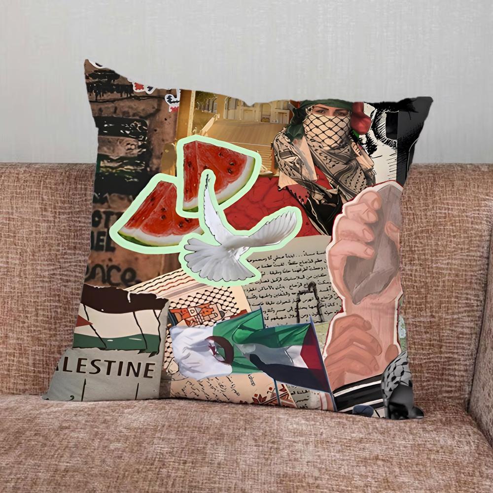ART-P-Palestine-es-F-Flag MAP Pillow Case For Home Bedroom Car Office Decoration Living Room Sofa Cushion Cover Suitable