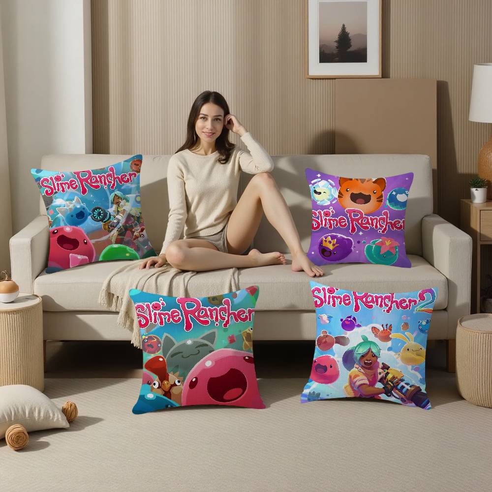Game S-Slime R-Rancher Classic Anime 45*45cm Cushion Cover Pillow Cover Decor Pillowcase Home Pillowcase for Couch Pillow