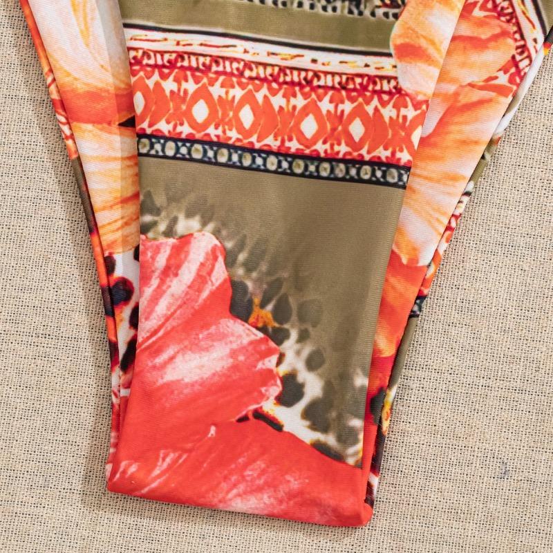 Women's New Print Lace Up Sexy Bikini Two Piece Swimsuit