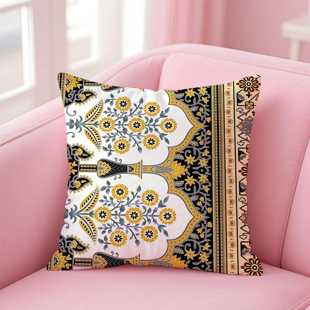 Fashion Colorful Chinese Ethnic Pattern Designs Cushion Cover Pillowcase Short Plush Invisible Zipper Room Sofa Cushion Cover