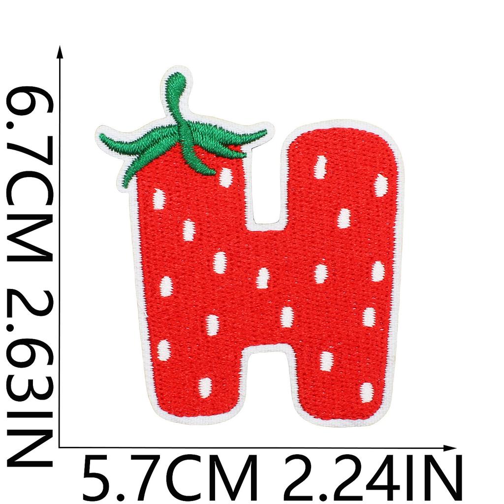 Strawberry English Letter Embroidery Cloth Sticker Bag Decoration 26 English Text Patch Stickers Heat Transfer Computer Embroidery Label