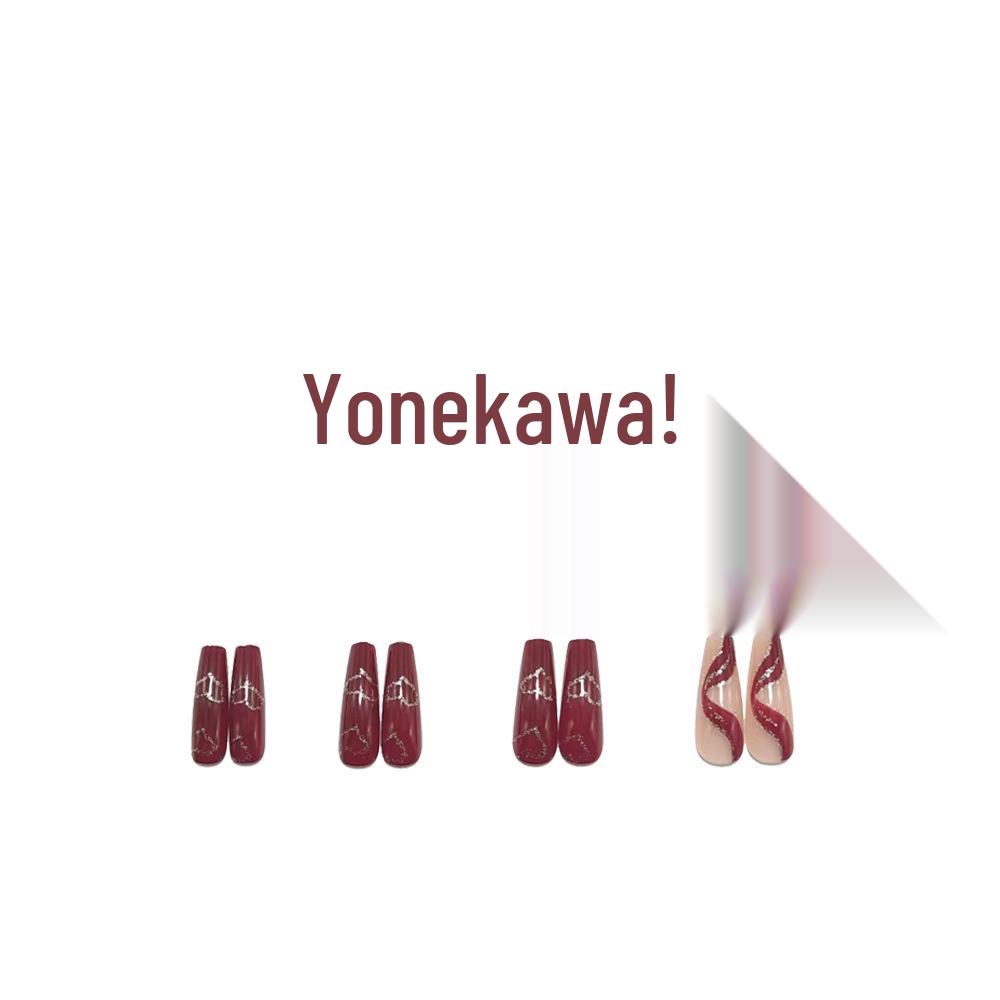 Handgefertigte weinrote französische Karotten-Perlen-Fingernägel für Herbst/Winter